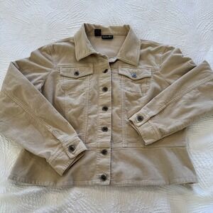 Rafaella Womens Corduroy Tan Classic Style Button Up Jacket Coat - Size 16
